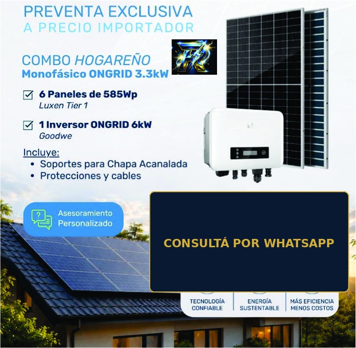 Combo Hogareño Monofásico ONGRID 3.3kW
