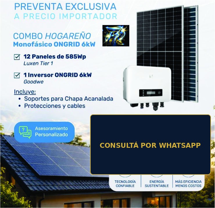 Combo Hogareño Monofásico ONGRID 6kW
